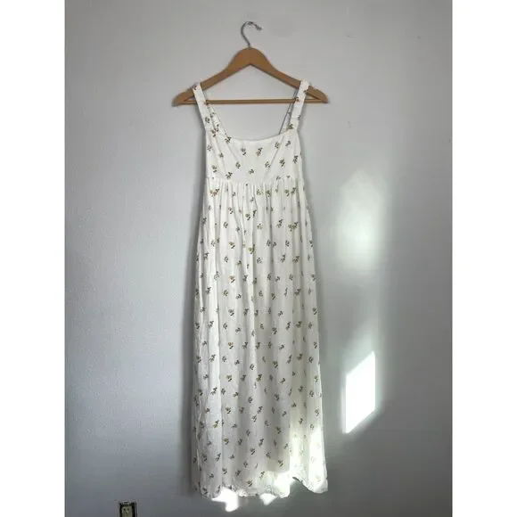 REFORMATION Tana Floral Linen Maxi Dress XS White Yellow Floral - Picture 2 of 4